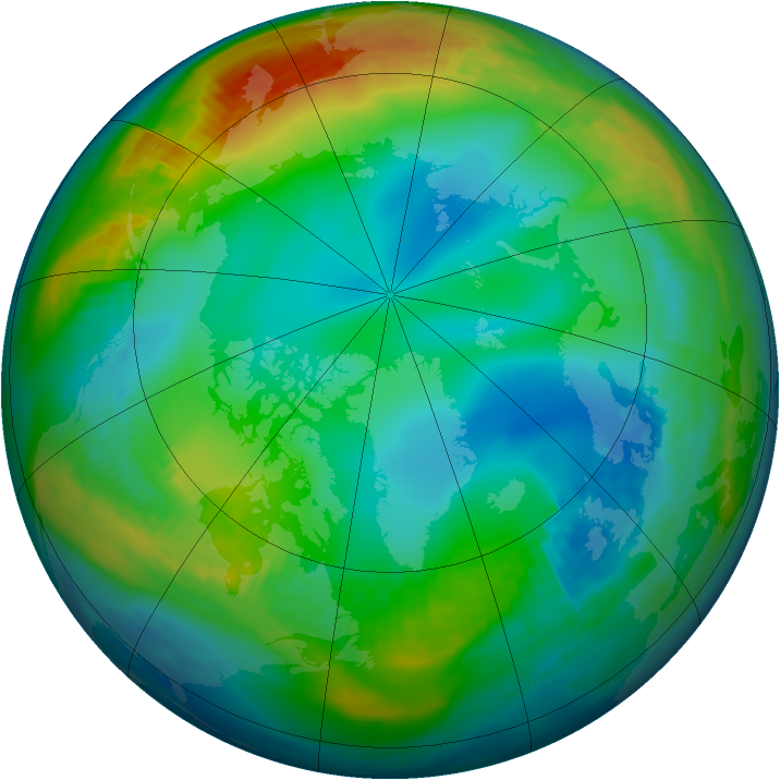 Arctic ozone map for 11 December 1985